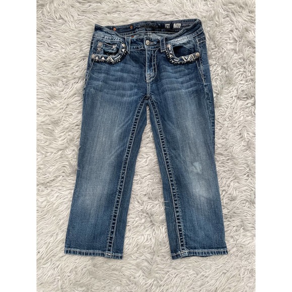 Short En Jean Miss Me Taille 8 - Style Bermuda/capri Avec Broderies Bling (Crown Jewels) - Occasion Très Bon état